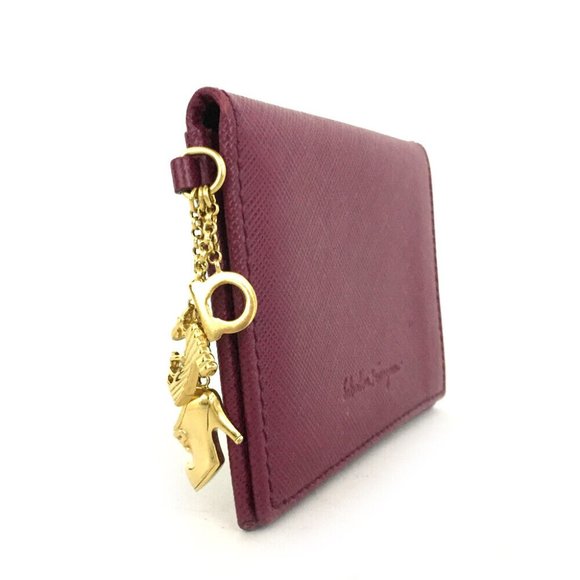 Salvatore Ferragamo Leather Card Case With Charm /4S2072 - Picture 2 of 8